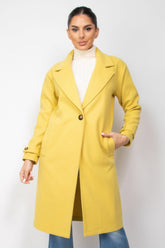 Yellow Longline Lapel Collar Woven Coat Simmer & Fay